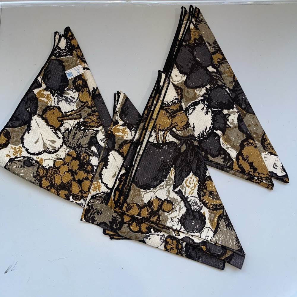 Vtg 100% Belgian Linen Fallani & Cohn Napkins 6 NEW Dinner Grey Brown 16x16